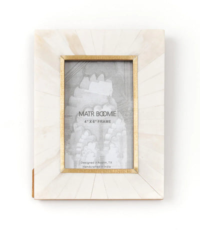 Mukhendu 4x6 Picture Frame - Bone, Brass Inlay - Fluent Trends