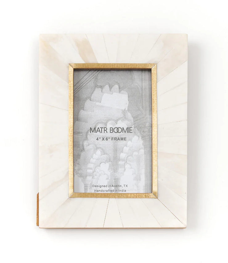 Mukhendu 4x6 Picture Frame - Bone, Brass Inlay - Fluent Trends