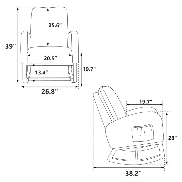 Modern Nursery Rocking Chair Mid Century Accent with Side Pocket Mustard Boucle Upholstered High Back - Fluent Trends
