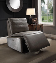 Metier Gray Top Grain Leather & Aluminum Power Motion Recliner - Fluent Trends