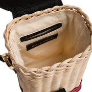 Black Leather & Woven Straw Crossbody Bag - Fluent Trends