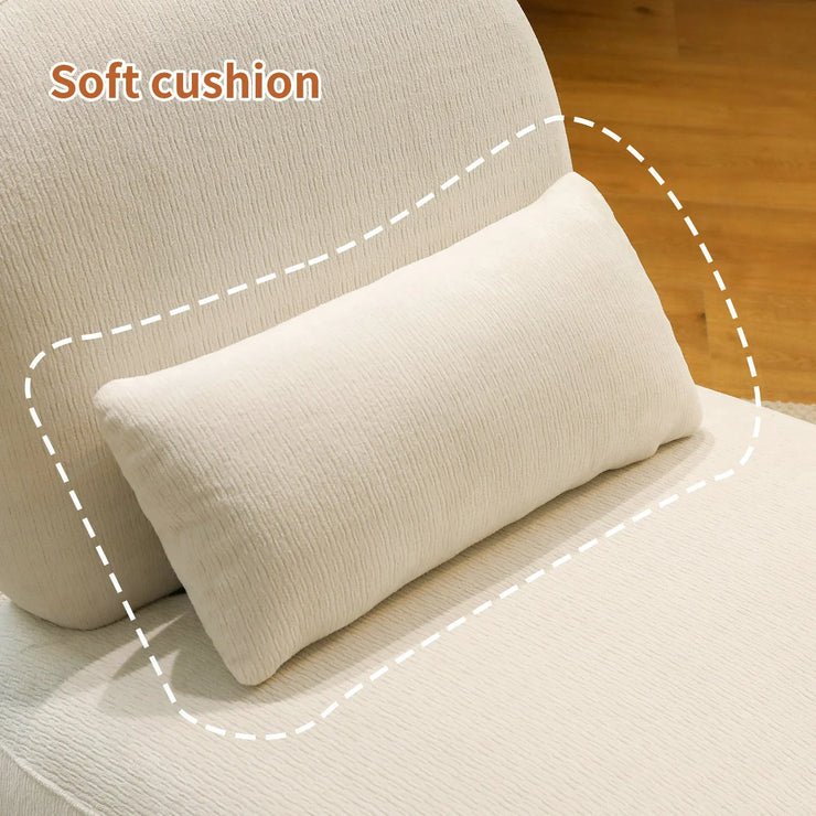 Modern White Velvet Armless Accent Chair with Solid Wood Legs - Fluent Trends