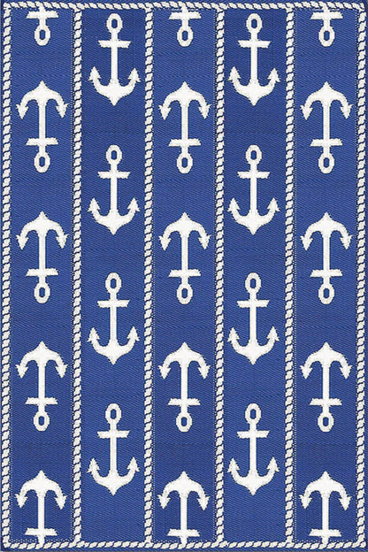 Anchor Blue & White Outdoor Mat / Rug