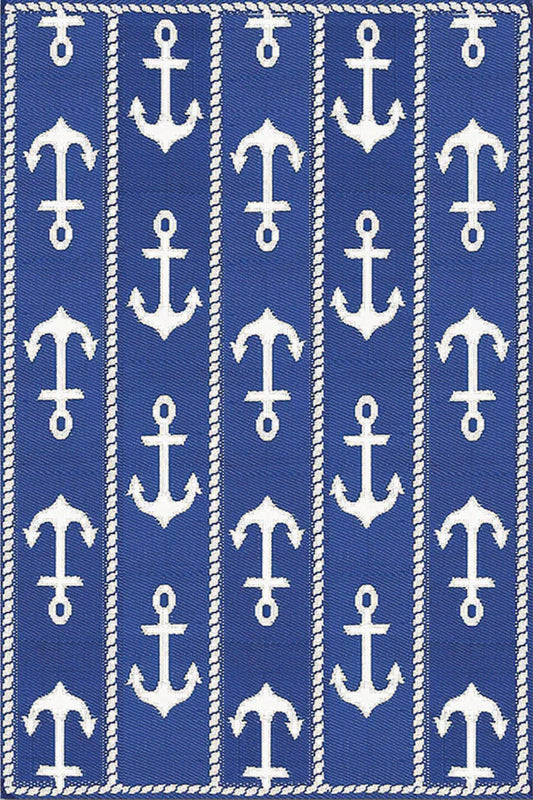 Anchor Blue & White Outdoor Mat / Rug