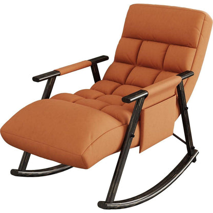 Casual folding rocking chair upholstered, lounge rocking chair adjustable high back and foot rest,side pockets placed in living room bedroom balcony Streamdale Furniture