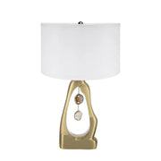 Modern Gold Geode Table Lamp with White Drum Shade & Agate Accents, 27.5" H - Fluent Trends - Fluent Trends