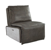 Metier Gray Top Grain Leather & Aluminum Power Motion Recliner - Fluent Trends
