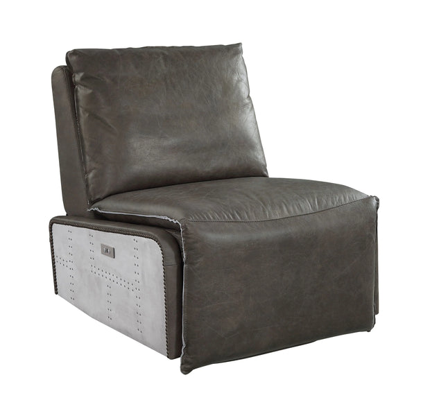 Metier Gray Top Grain Leather & Aluminum Power Motion Recliner - Fluent Trends