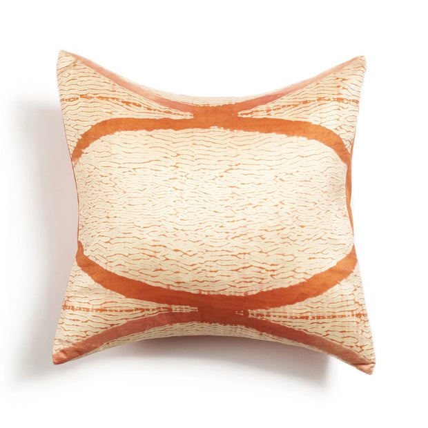 Arc Coral Hand Crafted Shibori Print Mulberry Silk Pillow - Fluent Trends
