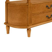 Retro Curved Wood Console Table with 3 Drawers, 43'' Entry Table with Storage Shelf, Sofa Table Behind Couch with Solid Wood Legs for Living Room Hallway, Brown - Fluent Trends