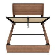 Large Grooved Undulating QueenSize Wooden Platform Bed Frame With Lift Storage - Fluent Trends