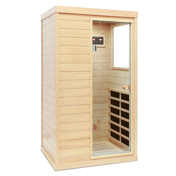 Natural Hemlock Wood | Mini One Person | Right Door Far Infrared Sauna - Fluent Trends
