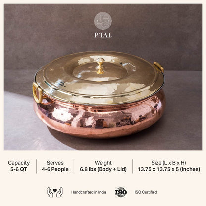 Copper Hammered Braiser - Copper Chafing Dish Powered by People