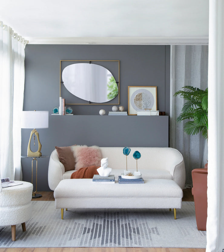 Modern Gold Geode Table Lamp with White Drum Shade & Agate Accents, 27.5" H - Fluent Trends - Fluent Trends