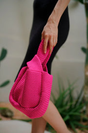 Mackenzie Knit Clutch in Fuchsia - Fluent Trends