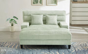 Green Chenille Chaise Lounge Sofa Bed with Adjustable Back & Smart RGB LED Lights - Fluent Trends