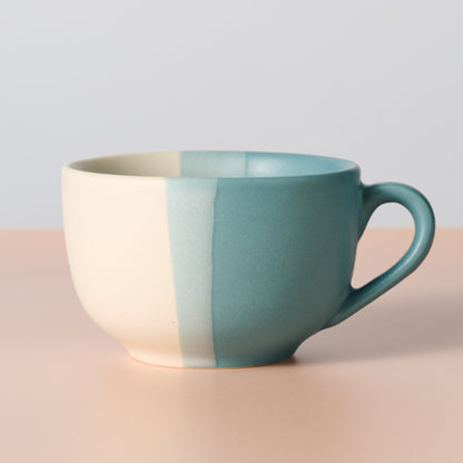 Jumbo Soup Mug with Spoon - 20oz Ceramic Bowl Mug Striped Blue