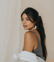 Rajani Crescent Moon Drop Earrings - Mother of Pearl - Fluent Trends