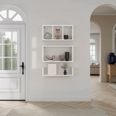 Modern Wall Mounted Floating Shelves, Set of 3 Rectangular Display Racks - Fluent Trends