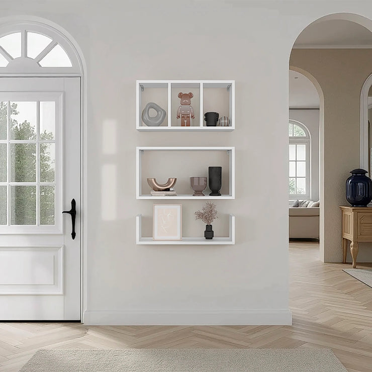 Modern Wall Mounted Floating Shelves, Set of 3 Rectangular Display Racks - Fluent Trends