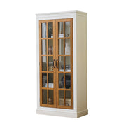 Rustic Style Display Curio Cabinet with Lattice Window Doors - Fluent Trends