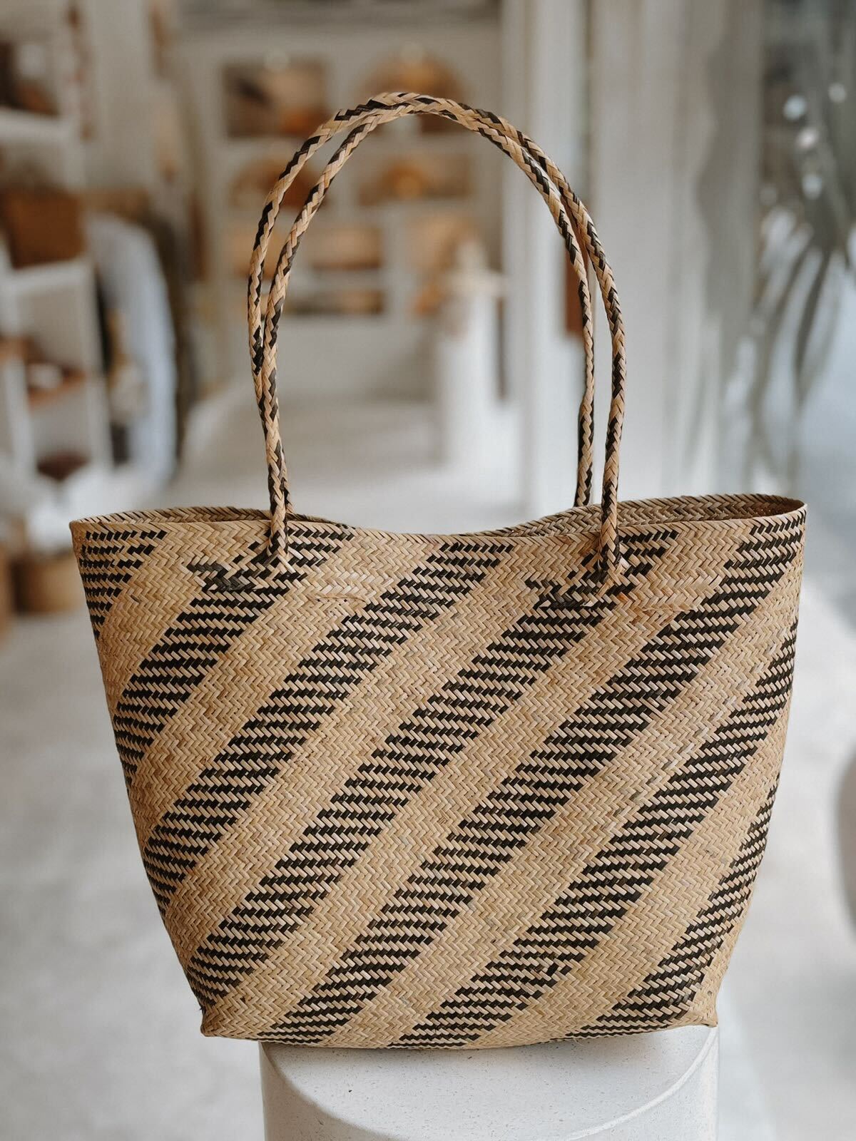 Avery Handwoven Borneo Rattan Day Tote Bag - Bali Crafted, Versatile, & Durable for Everyday Style