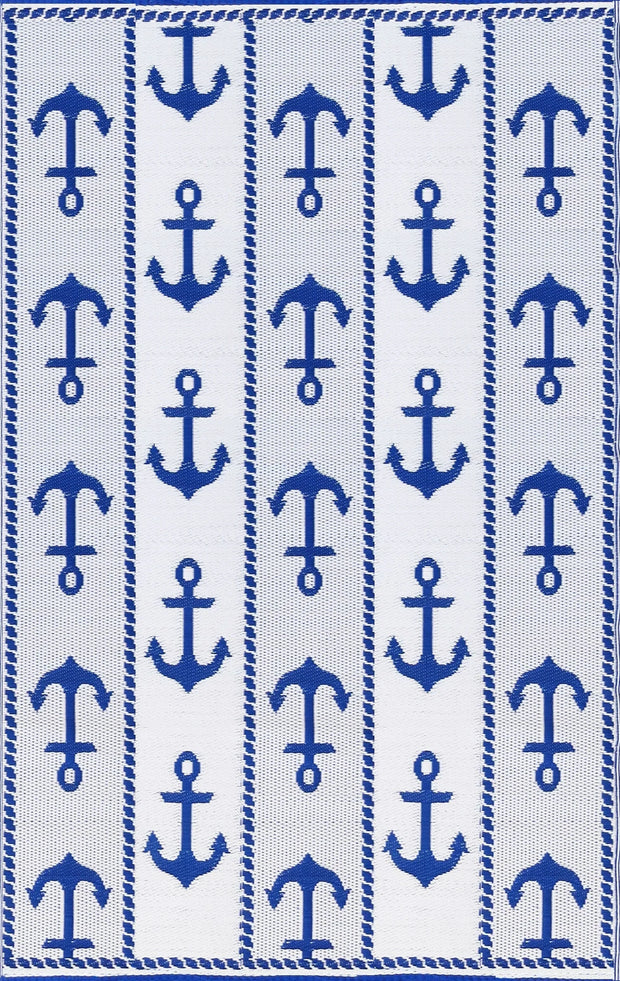 Anchor Blue & White Outdoor Mat / Rug - Fluent Trends
