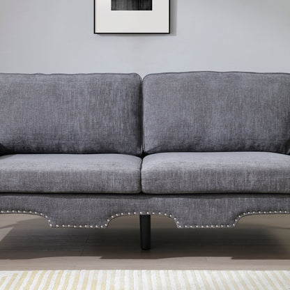 2 Piece Sofa Set with Movable Pillows, 5 Seat, Upholstered Sofa,  Gray