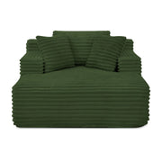 Green Corduroy Chaise Lounge Sofa Bed - Modern Foam Cloud Couch for Living Room - Fluent Trends