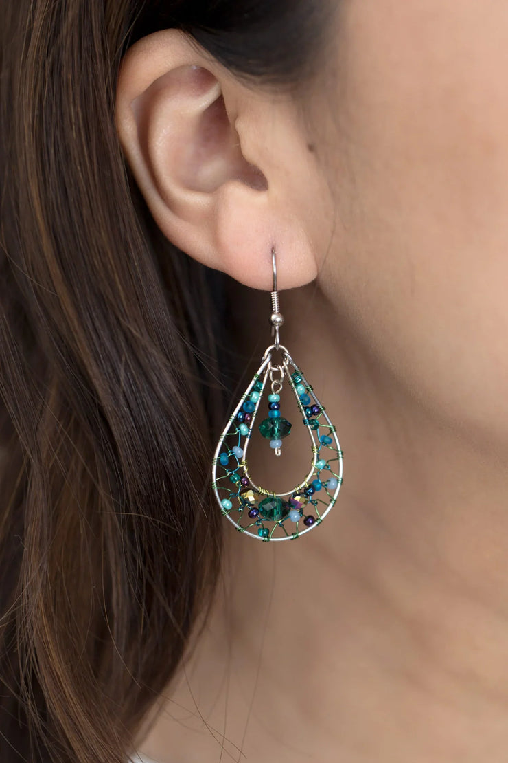 Deep Sea Irridescent Glass Earrings - Fluent Trends