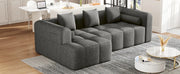 Modern Grey Modular Sectional Sofa with Deep Seating and Side Pockets in Chenille Fabric - Fluent Trends
