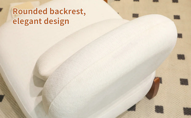 Modern White Velvet Armless Accent Chair with Solid Wood Legs - Fluent Trends