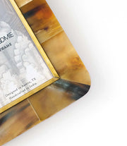 Kachhua 4x6 Rounded Picture Frame - Horn, Brass Inlay - Fluent Trends
