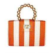 The Louisa Orange & Cream Stripe Woven Straw Clutch Bag - Fluent Trends