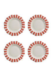 Ceramic Stripe Dinner Plate, Red- 10 x 10 x 1.25 Inches ( Set of 4 ) - Fluent Trends Dinner Plates