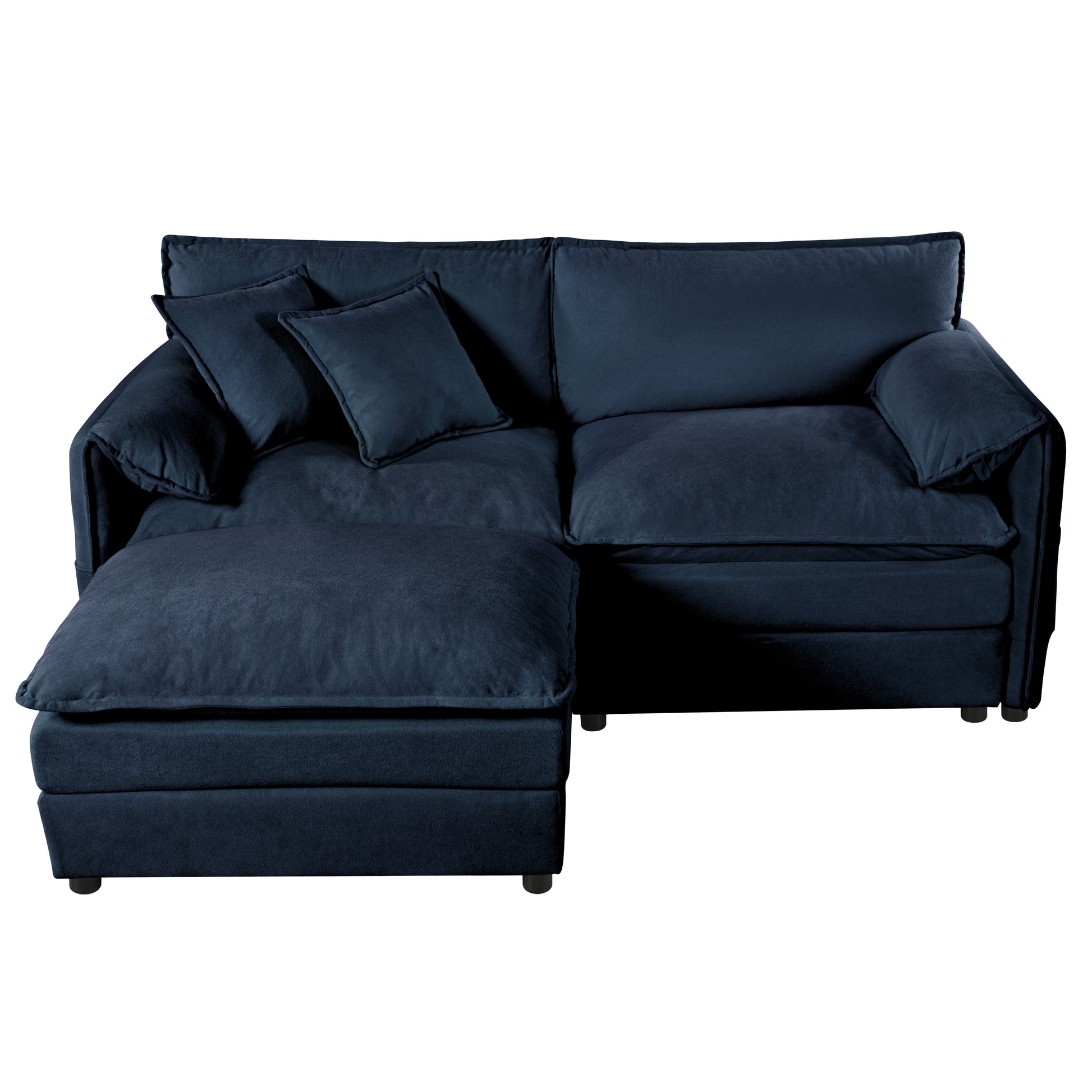 Modern Chenille Upholstered Loveseat Sectional Sofa – Blue - Fluent Trends Sectional Loveseat Sofa