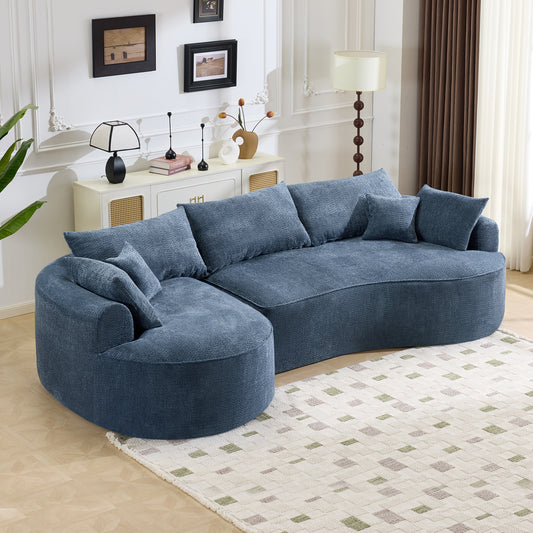 Unique Minimalist Chenille Sectional Sofa | Modern & Stylish | Blue