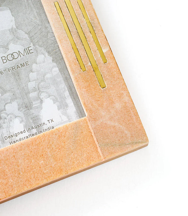 Jaipuri 4x6 Picture Frame - Pink Carved Marble - Fluent Trends