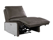 Metier Gray Top Grain Leather & Aluminum Power Motion Recliner - Fluent Trends
