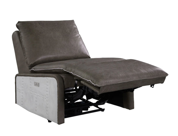 Metier Gray Top Grain Leather & Aluminum Power Motion Recliner - Fluent Trends