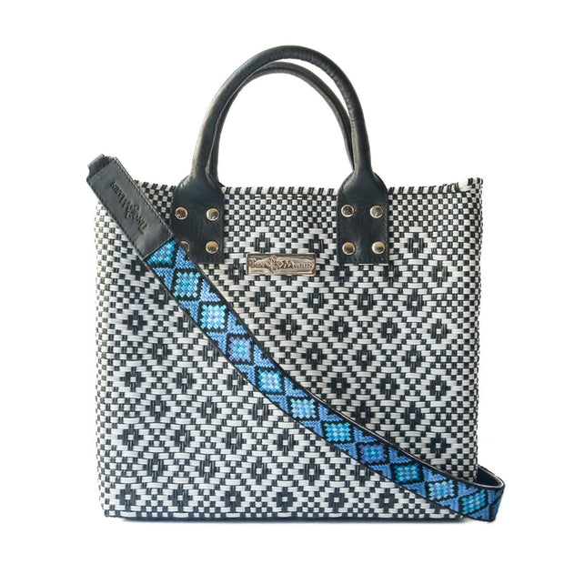 Panda Large Woven Crossbody Bag with Leather - Fluent Trends Cross Body Bags