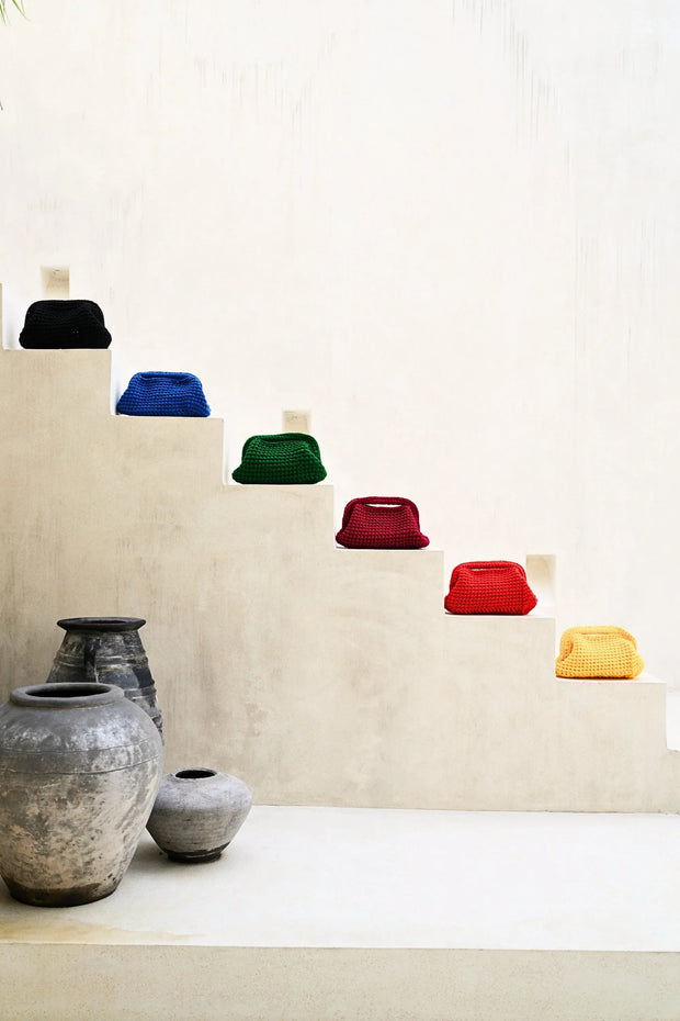 Cali Top Handle Knit Clutch in Black - Fluent Trends