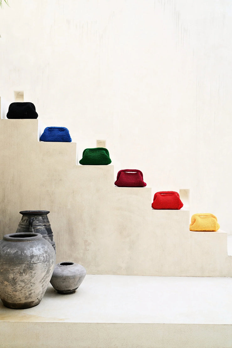 Cali Top Handle Knit Clutch in Black - Fluent Trends