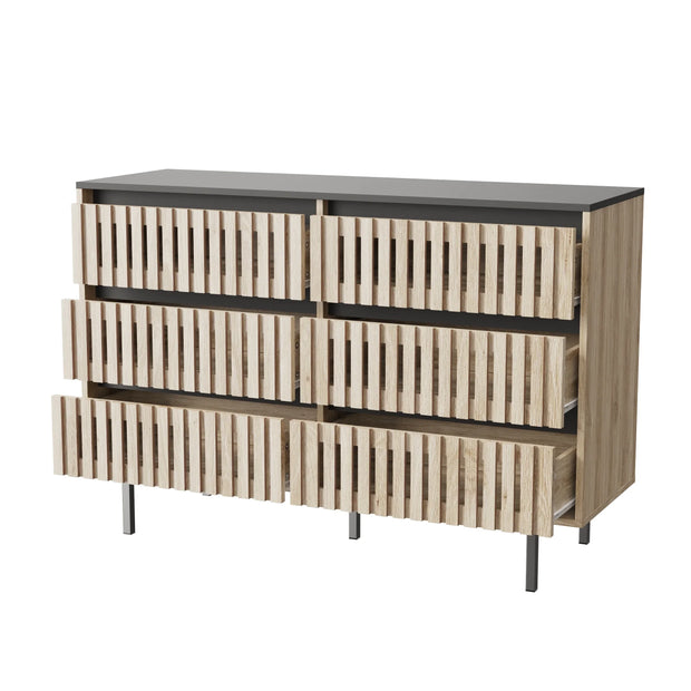 Fluted Bedroom 6 Modern Minimalist Drawer Dresser Two-tone Design - Fluent Trends