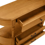 Retro Curved Wood Console Table with 3 Drawers, 43'' Entry Table with Storage Shelf, Sofa Table Behind Couch with Solid Wood Legs for Living Room Hallway, Brown - Fluent Trends