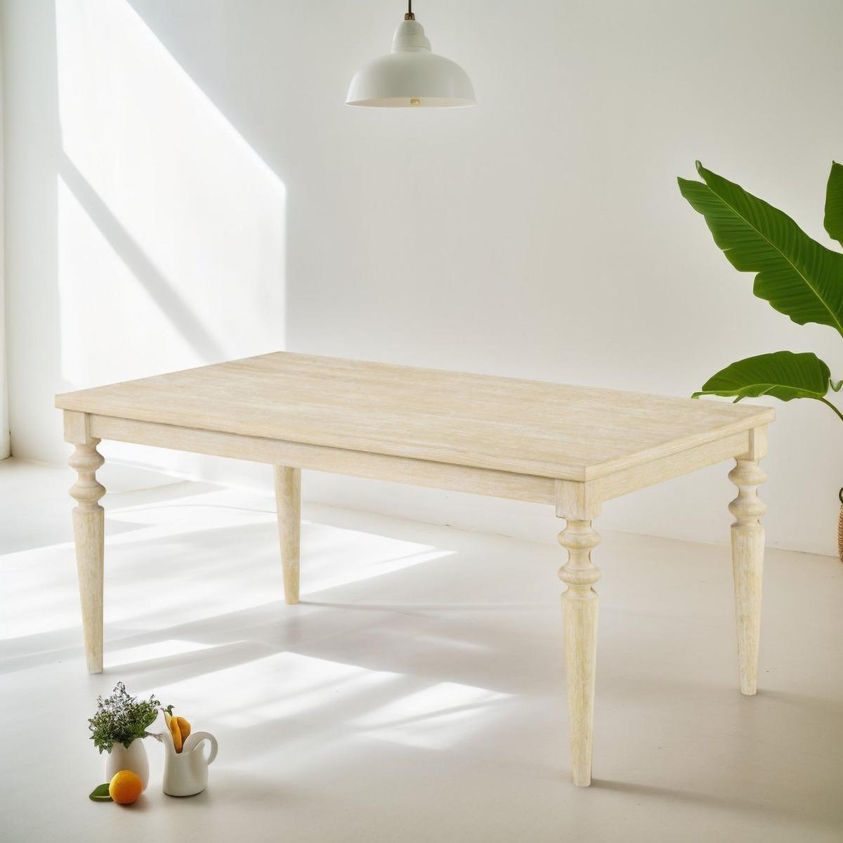Amonia 7-piece Dining Set, Turned-Leg Dining Table with 6 Tufted Chairs Streamdale Furniture