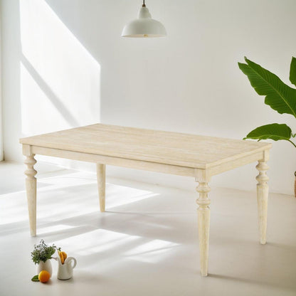 Amonia 7-piece Dining Set, Turned-Leg Dining Table with 6 Tufted Chairs Streamdale Furniture