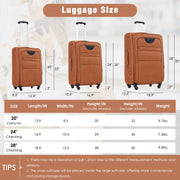 Orange Softside Expandable 3-Piece Luggage Set with Duffel Bag, Spinner Suitcases & TSA Lock - Fluent Trends