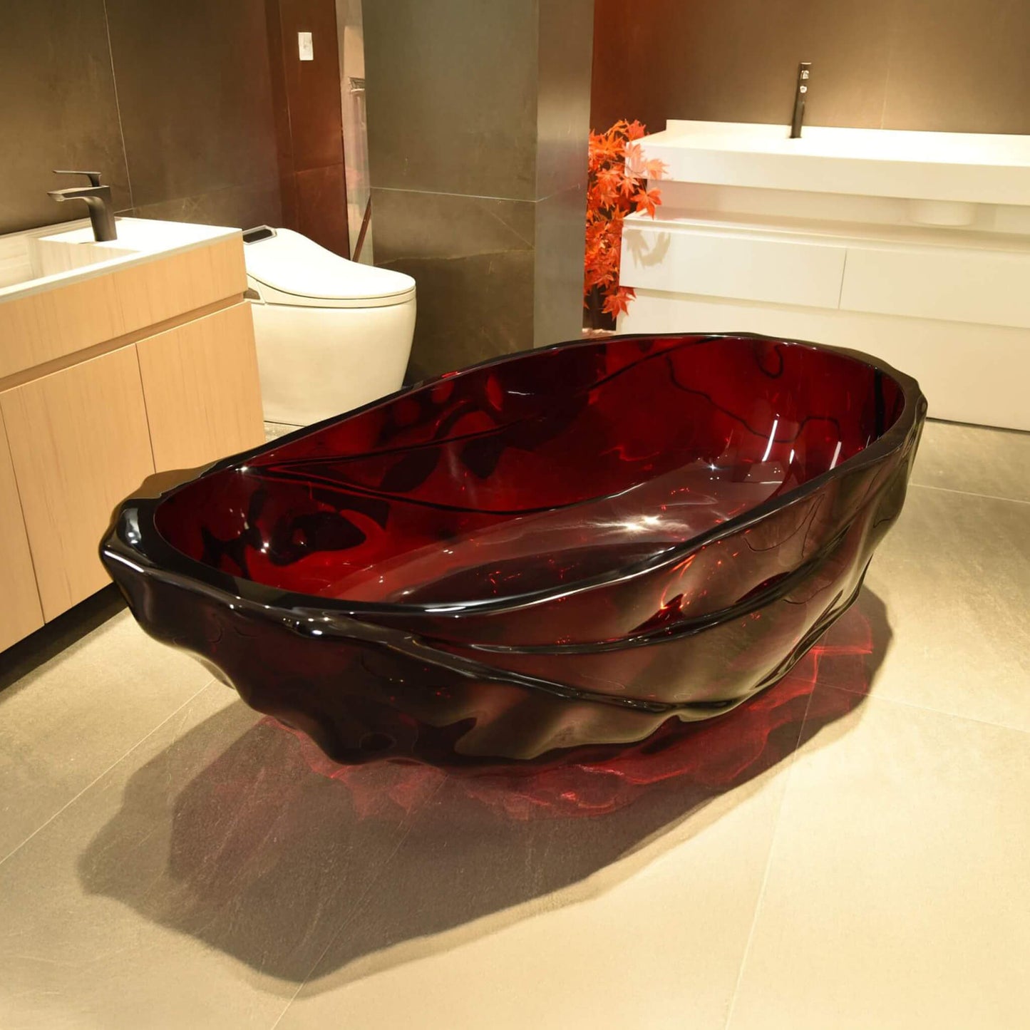 Extra Large 67" Modern Freestanding Oval Resin Soaking Bathtub (SAK14326) SAKSBY.com