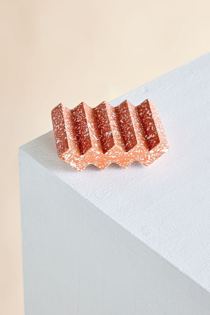 Terracotta Red Zig-Zag Terrazzo Soap Dish Kanju Interiors